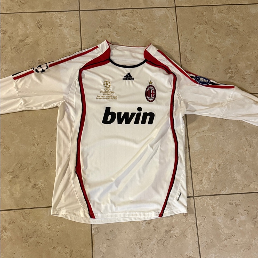 Adidas White and Red Soccer Jersey